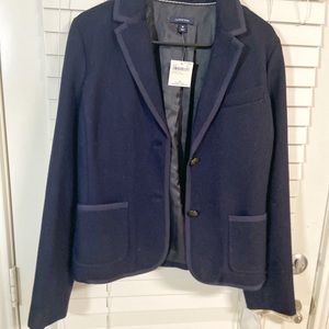 NEW! Lands End Size 10 Navy Wool Blend Blazer School Jacket Brass Buttons